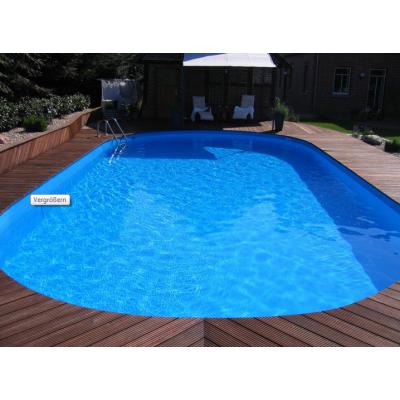 Einbauset Ovalbecken Swim 800x400x150cm Ih0,8mm blau mit Leiter